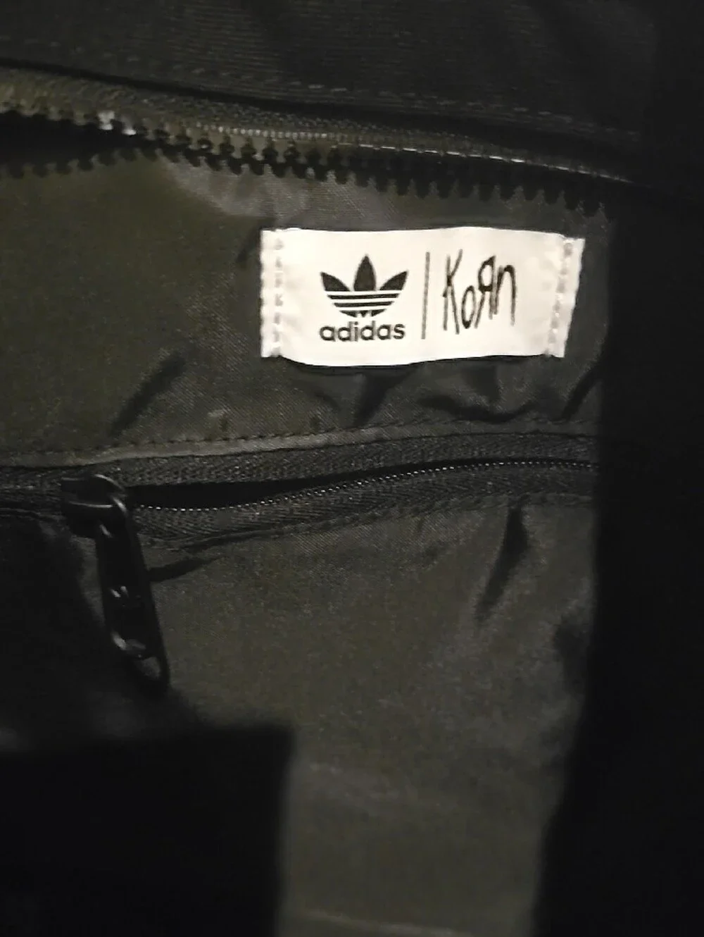 adidas Black Canvas Messenger Tote with Red Logo